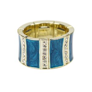 Raznobojne plastične velike pravokutne narukvice sa cirkonima (SET 6 kom.)