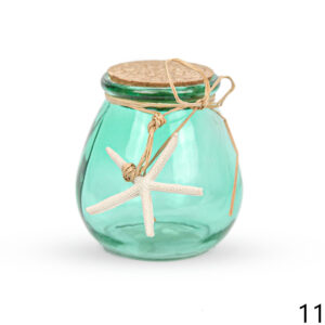 Ukrasna zelena tegla s morskom zvijezdom i čepom od pluta