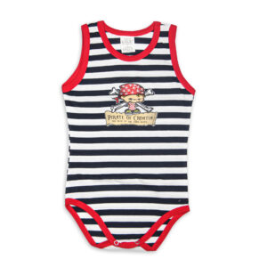 Crveni muški dječji mornarski body s piratom