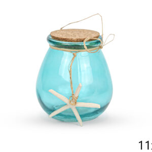 Ukrasna plava tegla s morskom zvijezdom i čepom od pluta