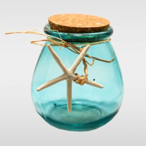 Ukrasna plava tegla s morskom zvijezdom i čepom od pluta