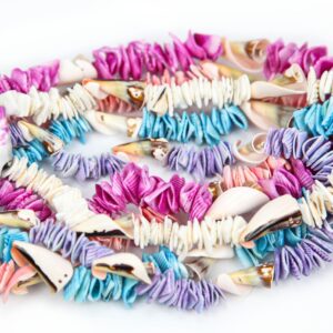 Ogrlica s veće rezanim školjkama, razne boje