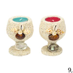 Svijećnjak mala čaša šampanjca sa školjkama i pijeskom