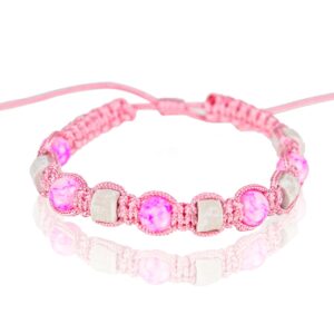 Roze narukvice s kamenom i rozim kuglicama (SET 10 kom.)