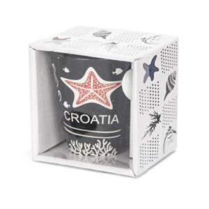 Porculanska crna šalica sa zvijezdom i žličicom, Croatia