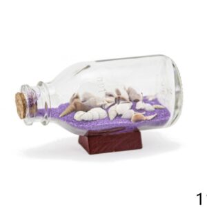 Ukrasna bočica na postolju, sa školjkicama, ljubičasti pijesak