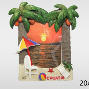 Okvir s palmama, suncobranom i plažom, Croatia