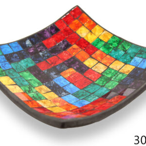 Crna keramička zdjela s velikim stakalcima duginih boja