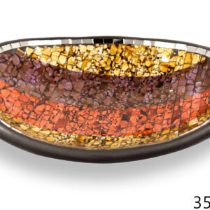 Crna keramička ovalna zdjela sa zlatno-crveno-ljubičastim i zrcalnim stakalcima