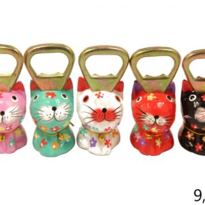 Drveni otvarači mačke u raznim bojama sa cvjetovima i zvoncem (SET 5 kom.)