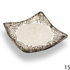 Crna keramička zdjela s bijelim stakalcima i ukrasnim šarama, manja