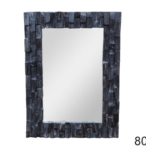 Zidno ogledalo od masivnog rezbarenog drva, crno