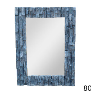 Zidno ogledalo od masivnog rezbarenog drva, plavo