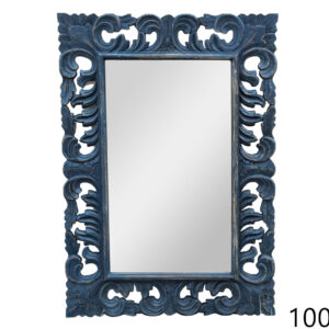 Drveno zidno rustikalno ogledalo, plavo