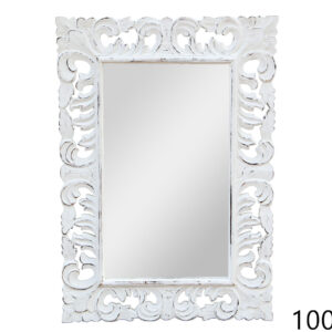 Drveno zidno rustikalno ogledalo, bijelo