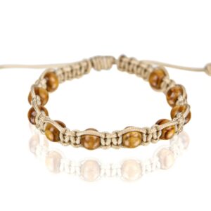 Narukvice s kuglicama od drva, smeđi konop (SET 10 kom.)