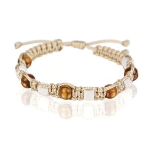 Narukvice s drvom i kamenom, smeđi konop (SET 10 kom.)