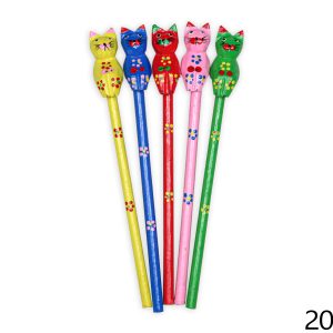 Drvene raznobojne olovke s mačkama (SET 5 kom.)