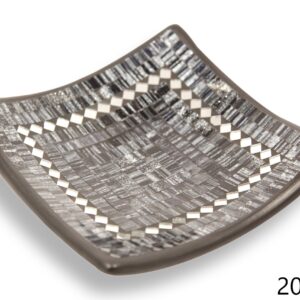 Crna zdjela sa crno-srebrnim stakalcima i zrcalnim rombovima, 20cm