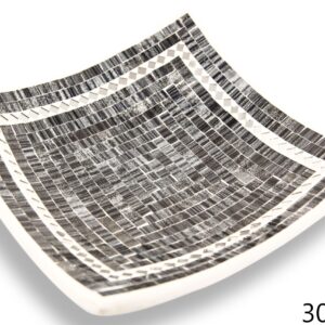 Bijela zdjela sa crno-srebrnim stakalcima i zrcalnim rombovima, 30cm