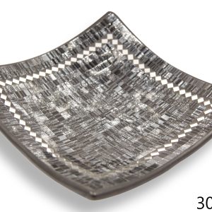 Crna zdjela sa crno-srebrnim stakalcima i zrcalnim rombovima, 30cm