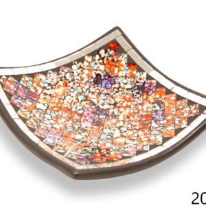 Crna zdjela s dijagonalnim narančastim stakalcima i zrcalnim rubom, 20cm