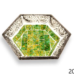 Šesterokutne zdjele sa zelenim stakalcima i crnim ukrasima