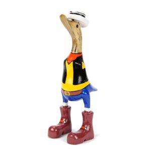 Drvena patka kauboj s bijelim šeširom