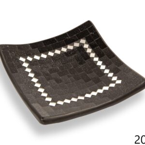 Crna zdjela sa crnim stakalcima i zrcalnim rombovima, 20cm