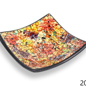 Crna zdjela sa žutim stakalcima i obrisima raznih boja, 20cm