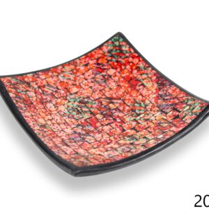 Crna zdjela sa crveno-narančastim stakalcima i obrisima raznih boja, 20cm