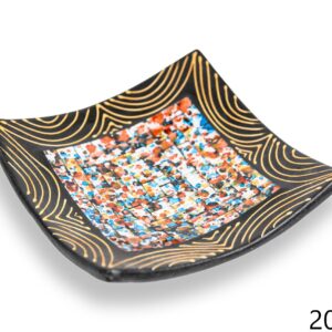 Crna zdjela sa šarenim točkicama i zlatnim ukrasom, 20cm