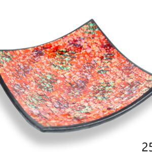 Crna zdjela s narančastim stakalcima i zeleno-ljubičastim obrisima, 25cm