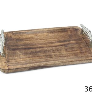 Poslužavnik pravokutnog oblika s ukrasnim srebrnim ručkama