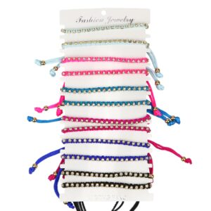 Raznobojne narukvice s nanizanim cirkonima na konopu (SET 12 kom.)