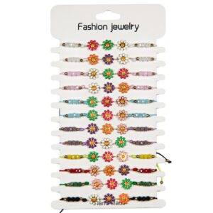 Narukvice s raznim perlicama i tri cvijeta (SET 12 kom.)