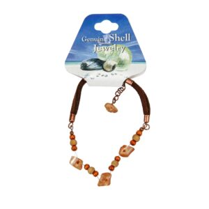 Narukvica sa žutim i bijelim školjkama na kreni i koži