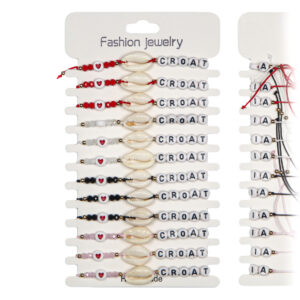 Narukvice s kauri školjkicom i kockicama s natpisom Croatia (SET 12 kom.)