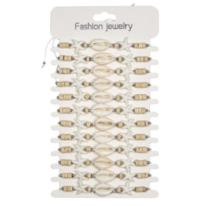 Narukvice s bijelim zvijezdama i kauri školjkicom (SET 12 kom.)