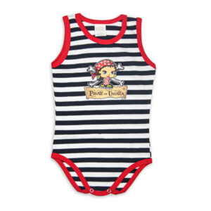 Crveni ženski dječji mornarski body s piratkinjom
