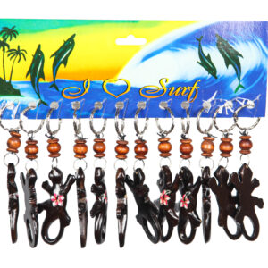 Drveni privjesci crni gušteri sa cvijetom (SET 12 kom.)