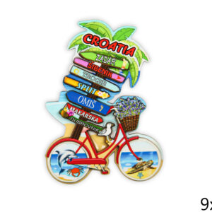 Drveni magneti putokaz za Dalmaciju s biciklom, Croatia (SET 24 kom.)