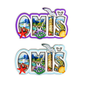 Drveni magneti slova sa slikama, Omiš (SET 12 kom.)