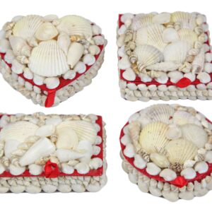 Ukrasne kutije od bijelih školjki, četiri oblika, srednje (SET 4 kom.)