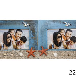 Drveni plavi okviri s pijeskom i morskim motivima, vodoravni (SET 2 kom.)