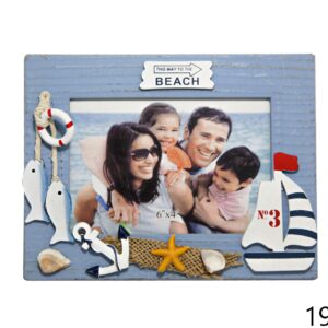 Drveni plavi okviri s morskim motivima i znakom za plažu (SET 8 kom.)