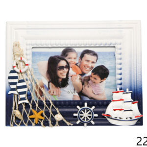 Drveni rezbareni bijelo-plavi okviri s mrežom i morskim motivima (SET 4 kom.)