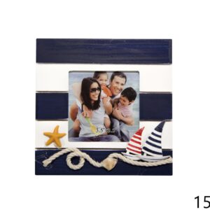 Drveni plavo-bijeli okviri s konopom i morskim motivima (SET 6 kom.)