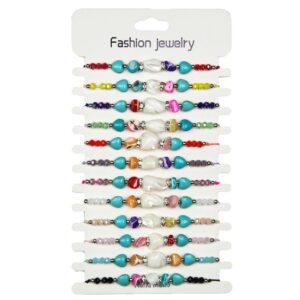 Narukvice sa sedefnim biserom i šarenim perlicama (SET 12 kom.)