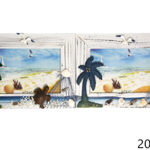 Drveni bijeli okviri s palmom, mrežom i školjkama